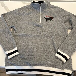 Gray Quarter-Zip Sweater with Black Dog Embroidery ( Bruno )